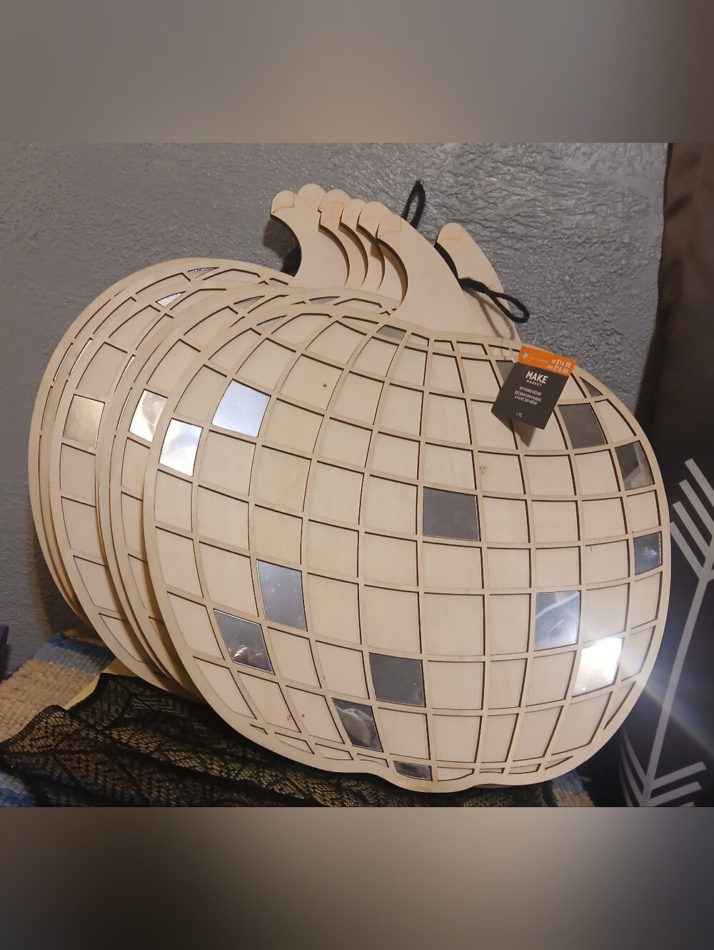 New Mirror & Plywood Halloween Decor - Pumpkin